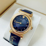 Versace Greca Blue Dial Blue Leather Strap Watch for Women - VERE00218 Authentic Buy Shop Now