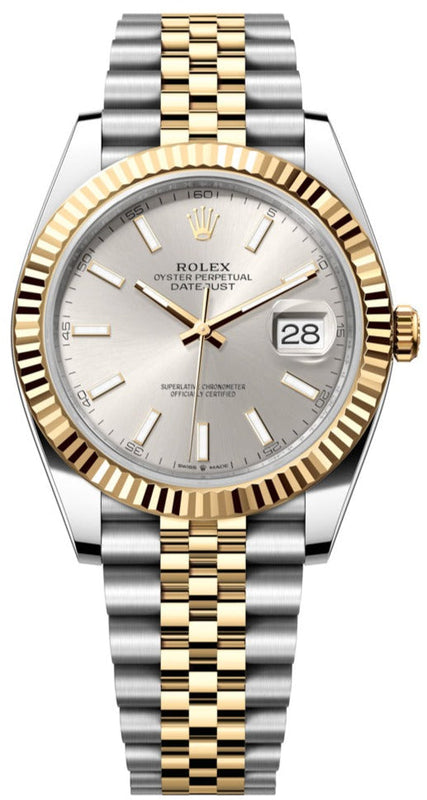 Rolex Datejust 41 Silver Dial Two Tone Oystersteel & Yellow Gold Jubilee Bracelet Watch for Men - M126333-0002 Authentic Buy Shop Now
