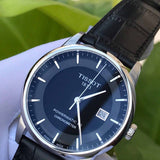 Tissot T Classic Luxury Powermatic 80 Black Dial Black Leather Strap Watch For Men - T086.408.16.051.00 Authentic Buy Shop Now