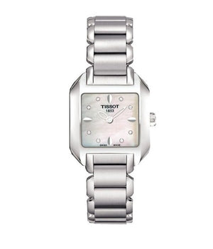 Tissot T Wave Diamonds Mother of Pearl Dial Silver Steel Strap Watch for Women - T02.1.285.74 Authentic Buy Shop Now