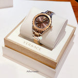 Versace Hellenyium Brown Dial Two Tone Steel Strap Watch for Women - V12040015 Authentic Buy Shop Now