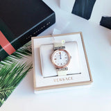 Versace Greca White Dial White Leather Strap Watch for Women - VELW00120 Authentic Buy Shop Now