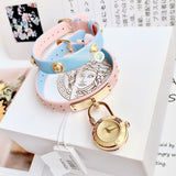 Versace Medusa Lock Icon Quartz Gold Dial Pink & Blue Leather Strap Watch For Women - VEDW00219 Authentic Buy Shop Now