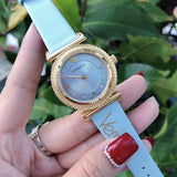 Versace V-Motif Grey Dial Blue Leather Strap Watch for Women - VERE00318 Authentic Buy Shop Now