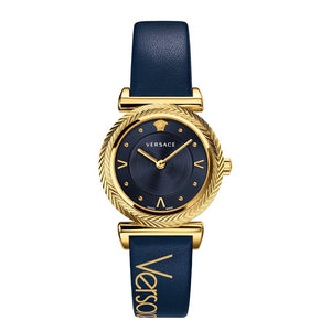 Versace Greca Blue Dial Blue Leather Strap Watch for Women - VERE00218 Authentic Buy Shop Now