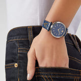 Versace V-Twist Quartz Blue Dial Blue Leather Strap Watch for Women - VELS00119 Authentic Buy Shop Now
