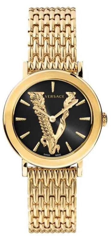 Versace Virtus Quartz Black Dial Gold Steel Strap Watch for Women - VEHC00619 Authentic Buy Shop Now