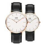 Daniel Wellington Classic Sheffield White Dial Black Leather Strap Watch For Men - DW00100007 Authentic Buy Shop Now