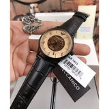 Emporio Armani Meccanico White Dial Black Leather Strap Watch For Men - AR1923 Authentic Buy Shop Now