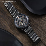 Emporio Armani Automatic Multifunction Black Dial Black Mesh Bracelet Watch For Men - AR60025 Authentic Buy Shop Now