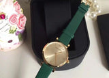 Emporio Armani Retro Champagne Beige Dial Green Leather Strap Watch For Women - AR1726 Authentic Buy Shop Now