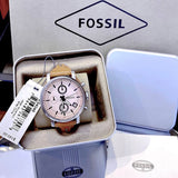 Fossil Original Boyfriend Sport Chronograph Beige Dial Brown Leather Strap Watch for Women - ES4046 Authentic Buy Shop Now