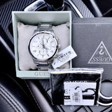 Guess Exec Quartz Silver Dial Silver Steel Strap Watch for Men - W0075G3 Authentic Buy Shop Now