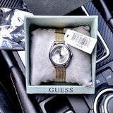 Guess Whisper Silver Dial Gold Mesh Bracelet Watch for Women - W1084L2 Authentic Buy Shop Now