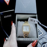 Guess Vanity Diamonds Silver Dial Gold Steel Strap Watch for Women - W1030L2 Authentic Buy Shop Now