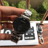 Emporio Armani Retro Black Dial Silver Steel Strap Watch For Men - AR1676 Authentic Buy Shop Now