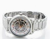 Emporio Armani Meccanico Skeleton Silver Dial Silver Steel Strap Watch For Men - AR1980 Authentic Buy Shop Now