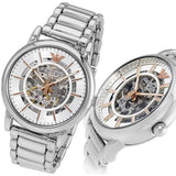 Emporio Armani Meccanico Skeleton Silver Dial Silver Steel Strap Watch For Men - AR1980 Authentic Buy Shop Now