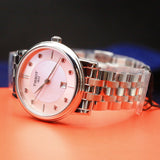 Tissot T Classic Carson Premium Lady Mother of Pearl Pink Dial Silver Steel Strap Watch For Women - T122.210.11.159.00 Authentic Buy Shop Now