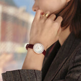 Emporio Armani Rosa Two Hand White Dial Red Leather Strap Watch For Women - AR11357 Authentic Buy Shop Now
