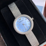 Emporio Armani Rosa Diamonds Mother of Pearl Blue Dial Silver Mesh Bracelet Watch For Women - AR11380 Authentic Buy Shop Now
