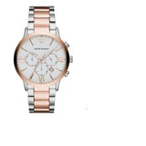 Emporio Armani Giovanni Chronograph Quartz White Dial Two Tone Steel Strap Watch For Men - AR11209 Authentic Buy Shop Now