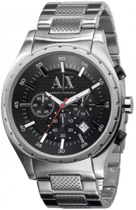 Armani Exchange Miami Chronograph Black Dial Silver Steel Strap Watch For Men - AX1057 Authentic Buy Shop Now