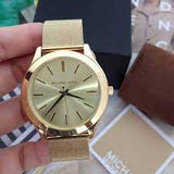 Michael Kors Slim Runway Champagne Dial Gold Mesh Bracelet Watch for Women - MK3282 Authentic Buy Shop Now