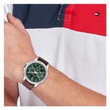 Tommy Hilfiger West Chronograph Blue Dial Brown Leather Strap Watch For Men - 1791712 Authentic Buy Shop Now