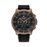 Tommy Hilfiger Luca Chronograph Black Dial Black Rubber Strap Watch For Men - 1710491 Authentic Buy Shop Now