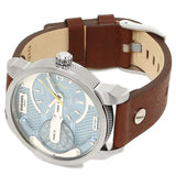 Diesel Mini Daddy LIght Blue Dial Brown Leather Strap Watch For Men - DZ7321 Authentic Buy Shop Now