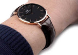 Daniel Wellington Classic York Black Dial Brown Leather Strap Watch For Women - DW00100140 Authentic Buy Shop Now