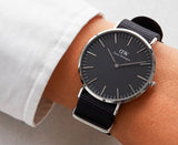 Daniel Wellington Classic Cornwall Black Dial Black Nylon Strap Watch For Women - DW00100149 Authentic Buy Shop Now