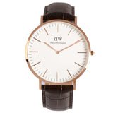 Daniel Wellington Classic York White Dial Brown Leather Strap Watch For Men - DW00100011 Authentic Buy Shop Now