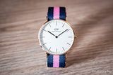 Daniel Wellington Classic Winchester White Dial Three Tone Nylon Strap Watch For Women - DW00100033 Authentic Buy Shop Now