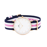 Daniel Wellington Classic South Hampton White Dial Two Tone Nylon Strap Watch For Women - DW00100034 Authentic Buy Shop Now