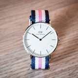 Daniel Wellington Classic Southampton White Dial Three Tone Nylon Strap Watch For Women - DW00100050 Authentic Buy Shop Now