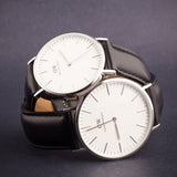 Daniel Wellington Classic Sheffield White Dial Black Leather Strap Watch For Men - DW00100020