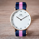 Daniel Wellington Classy Winchester White Dial Two Tone NATO Strap Watch For Women - DW00100077 Authentic Buy Shop Now