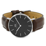 Daniel Wellington Classic Bristol Black Dial Brown Leather Strap Watch For Men - DW00100143 Authentic Buy Shop Now