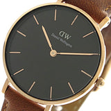 Daniel Wellington Classic Petite Durham Black Dial Brown Leather Strap Watch For Women - DW00100166 Authentic Buy Shop Now