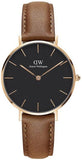 Daniel Wellington Classic Petite Durham Black Dial Brown Leather Strap Watch For Women - DW00100166 Authentic Buy Shop Now