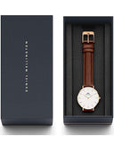 Daniel Wellington Classy St Mawes White Dial Brown Leather Strap Watch For Women - DW00100075 Authentic Buy Shop Now