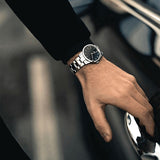 Daniel Wellington Iconic Link Black Dial Silver Steel Strap Watch For Women - DW00100208 Authentic Buy Shop Now