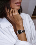 Daniel Wellington Iconic Link Black Dial Silver Steel Strap Watch For Women - DW00100208 Authentic Buy Shop Now
