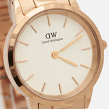 Daniel Wellington Iconic Link White Dial Rose Gold Steel Strap Watch For Women - DW00100209 Authentic Buy Shop Now