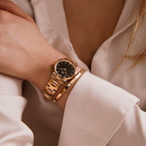 Daniel Wellington Iconic Link Black Dial Rose Gold Steel Strap Watch for Women - DW00100210 Authentic Buy Shop Now