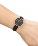 Daniel Wellington Classic Petite Sheffield Black Dial Black Leather Strap Watch For Women - DW00100224 Authentic Buy Shop Now