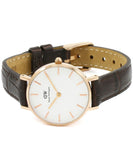 Daniel Wellington Classic Petite York White Dial Brown Leather Strap Watch For Women - DW00100232 Authentic Buy Shop Now
