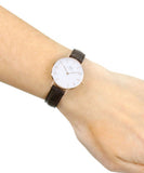 Daniel Wellington Classic Petite York White Dial Brown Leather Strap Watch For Women - DW00100232 Authentic Buy Shop Now